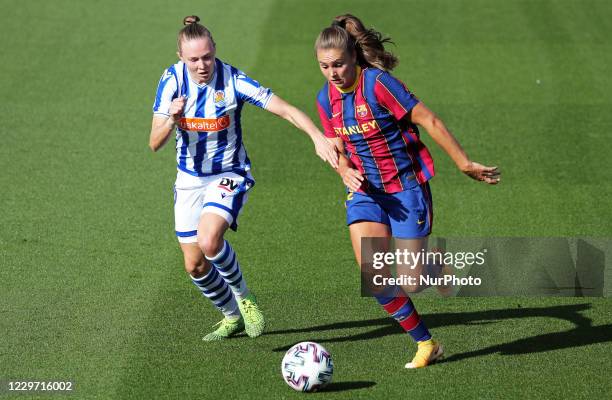 Sanni Franssi and Lieke Martens during the match between FC Barcelona and Real Sociedad, corresponding to the week 9 of the spanish women's league...