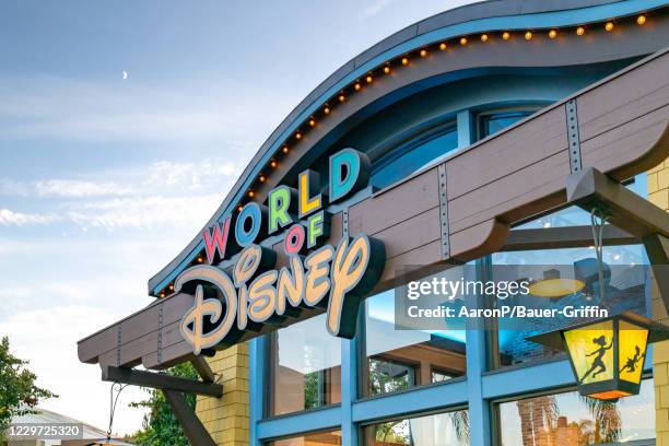 General views of the World of Disney store on the Downtown Disney promenade, open for outdoor dining and shopping with new COVID-19 guidelines in...
