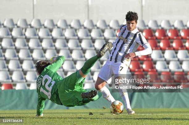 Elia Petrelli of Juventus scores a goal during the Serie C match between Juventus U23 and Pistoiese at Stadio Giuseppe Moccagatta on November 22,...