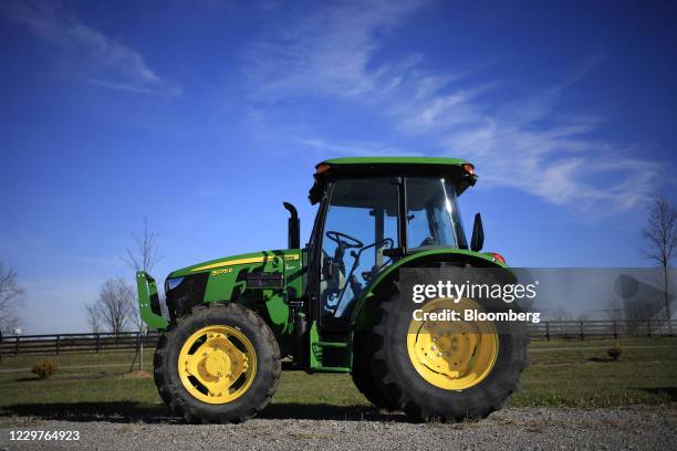 Deere & Co. Tractor for sale at a John Deere dealership in Shelbyville, Kentucky, U.S., on Thursday, Nov. 19, 2020. Deere & Co. Is scheduled to...