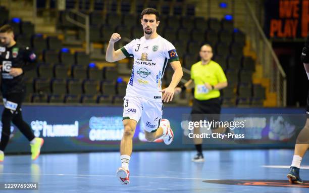 Nuno Santos of Tatran Presov during the EHF European League match between Fuechse Berlin and Tatran Presov at the Max-Schmeling-Halle on November 24,...