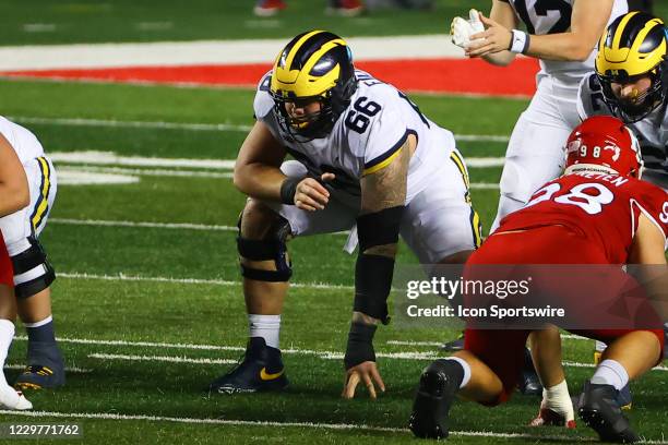 Michigan Wolverines offensive lineman Chuck Filiaga during the college football game between the Rutgers Scarlet Knights and the Michigan Wolverines...