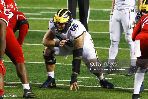 Michigan Wolverines offensive lineman Chuck Filiaga during the college football game between the Rutgers Scarlet Knights and the Michigan Wolverines...