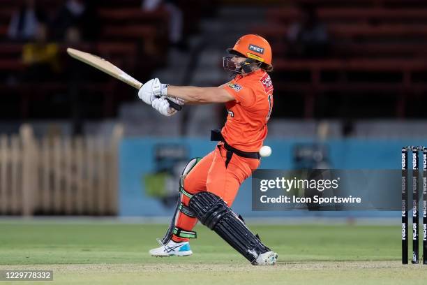 Nicole Bolton of the Perth Scorchers plays and misses during the Women's Big Bash League semi final cricket match between Melbourne Stars and Perth...