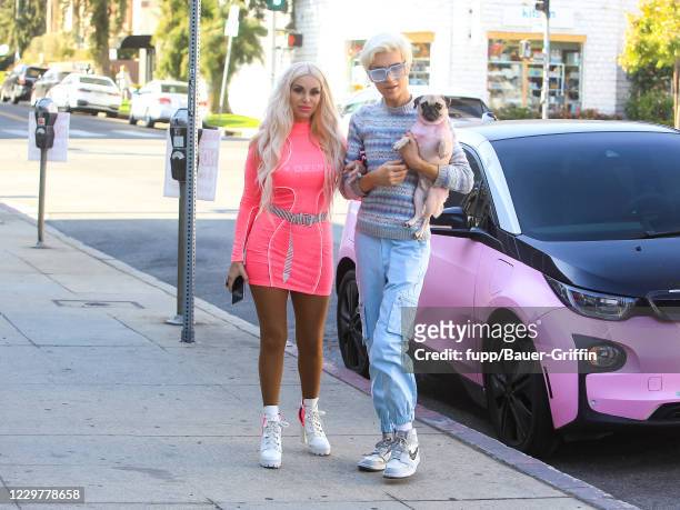 Marcela Iglesias and Garrett Rowland are seen on November 24, 2020 in Los Angeles, California.
