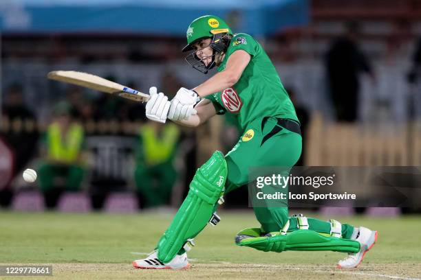 Nat Sciver of the Melbourne Stars plays a shot during the Women's Big Bash League semi final cricket match between Melbourne Stars and Perth...