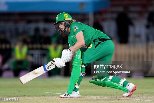 Nat Sciver of the Melbourne Stars plays a shot during the Women's Big Bash League semi final cricket match between Melbourne Stars and Perth...