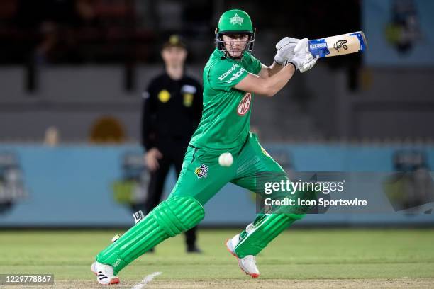 Nat Sciver of the Melbourne Stars plays a shot during the Women's Big Bash League semi final cricket match between Melbourne Stars and Perth...