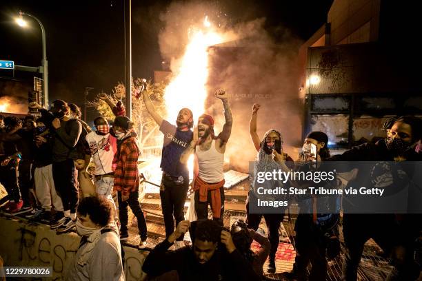 Minneapolis, MN May 28: The Minneapolis 3rd Police Precinct was set on fire by protesters after being evacuated on Thursday night.