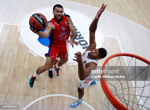 Mike James, #5 of CSKA Moscow competes with Walter Tavares, #22 of Real Madrid in action during the 2020/2021 Turkish Airlines EuroLeague Regular...