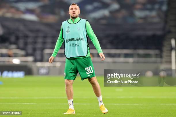 Ludogorets defender Cosmin Moti warms up during the UEFA Europa League Group J match between Tottenham Hotspur and PFC Ludogorets Razgrad at the...