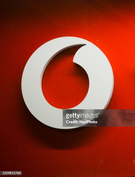 Logo of Vodafone, seen in Grafton Street, in Dublin. On Thursday, November 26 in Dublin, Ireland.