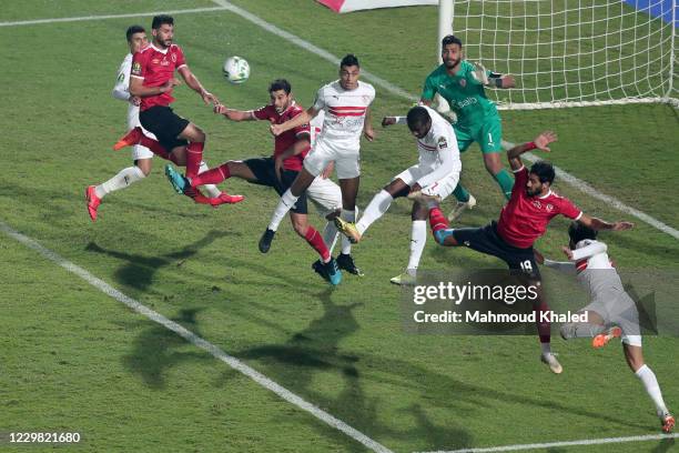 Zamalek players in action against of Al Ahly players during CAF Champions League Final between Zamalek and Al Ahly at Cairo stadium on November 27,...