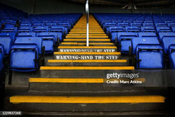Detail of concrete steps leading to supporters seats during the Sky Bet Championship match between Reading and Bristol City at Madejski Stadium on...