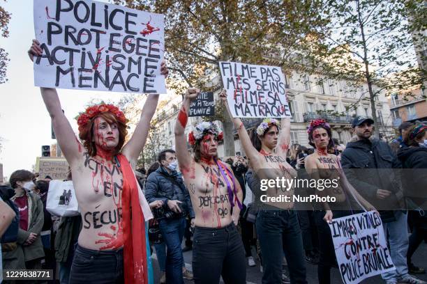 Protests continue in Paris against the global security law. Paris, 28th of November 2020.