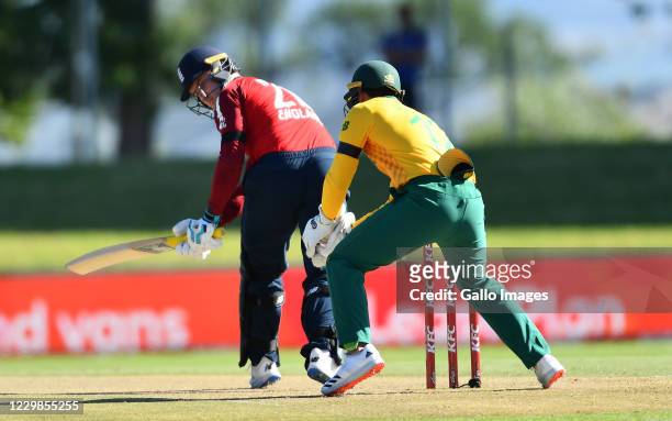 Jason Roy of England during the 2nd KFC T20 International match between South Africa and England at Eurolux Boland Park on November 29, 2020 in...