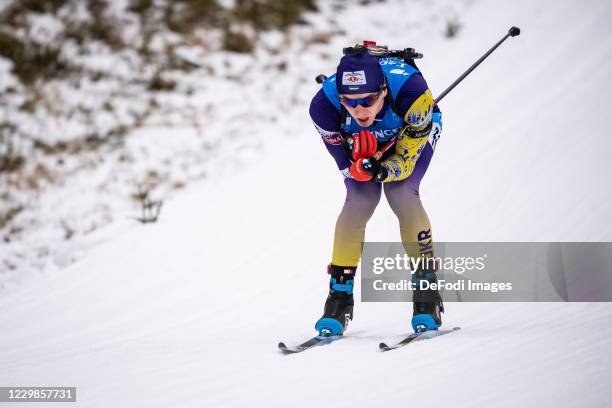 Dmytro Pidruchnyi of Ukraine in action competes during the Men 10 km Sprint Competition at the BMW IBU World Cup Biathlon Season Opening Kontiolahti...