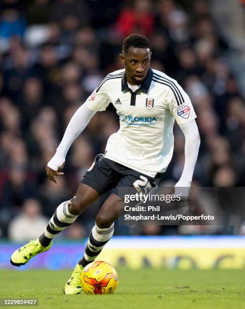 Moussa Dembele of Fulham in action during the Sky Bet Championship match between Fulham and Preston North End at Craven Cottage on November 28, 2015...