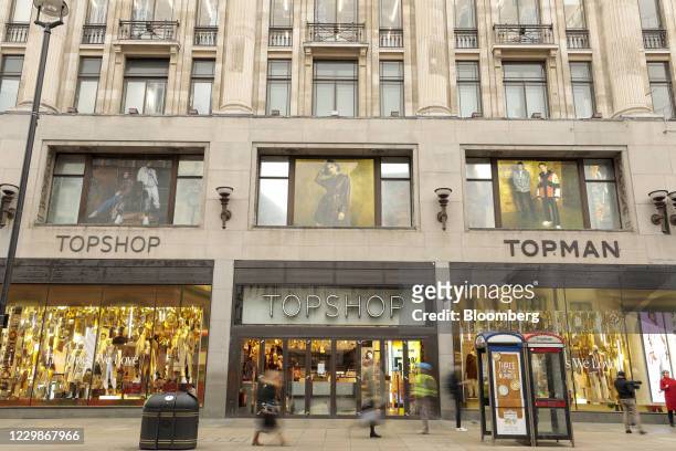 The closed Topshop flagship store, operated by Arcadia Group Ltd., in central London, U.K., on Monday, Nov. 30, 2020. Philip Green's Arcadia Group is...