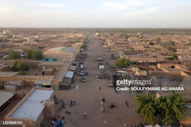 An aerial view of Menaka on November 22, 2020. - In October 2020 local armed group Gatia and pro-government armed group Mouvement de Salut de...