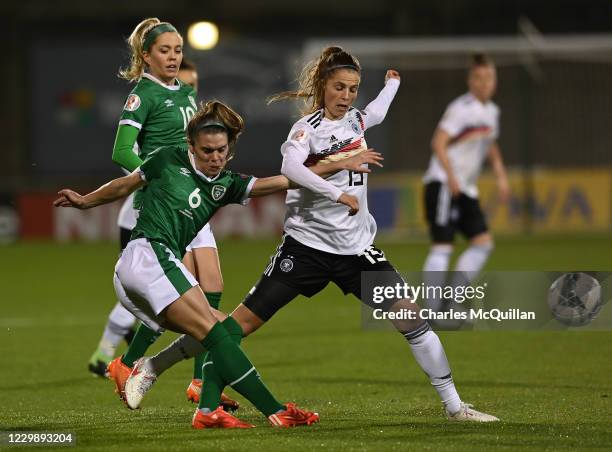 Tabea Wabmuth of Germany and Jamie Finn of Republic of Ireland during the international UEFA U21 Womens Championship Group I game between Republic of...