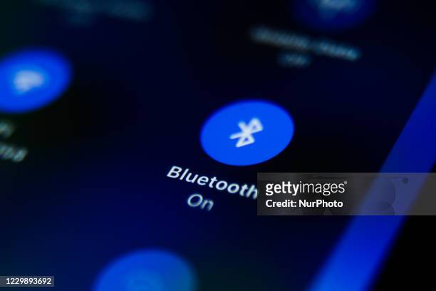 Bluetooth icon is seen displayed on a phone screen in this illustration photo taken in Poland on December 1, 2020.