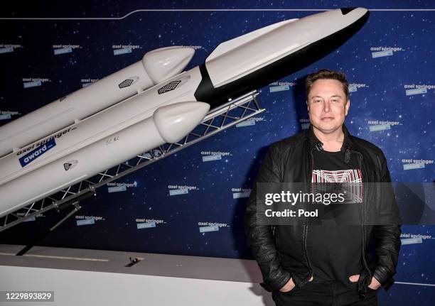 SpaceX owner and Tesla CEO Elon Musk poses on the red carpet of the Axel Springer Award 2020 on December 01, 2020 in Berlin, Germany.