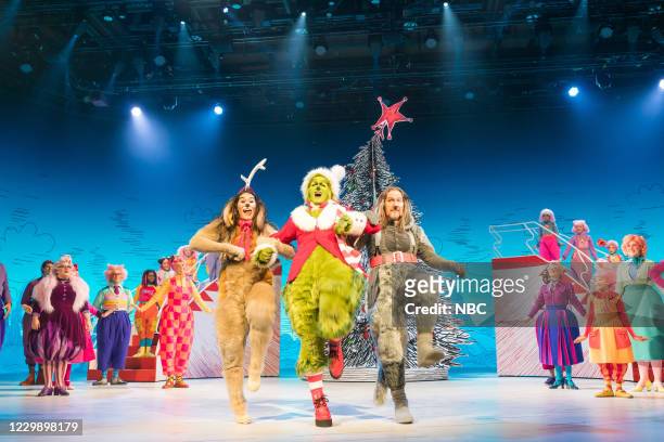 Pictured: Booboo Stewart as Young Max, Matthew Morrison as Grinch, Denis O'Hare as Old Max --
