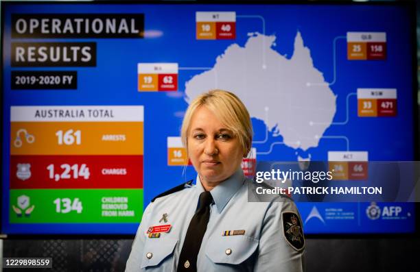 This photo taken on September 2, 2020 shows Australian Federal Police detective superintendent Paula Hudson posing for a photograph at the Australian...