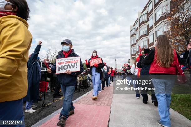 Nurses of Montefiore New Rochelle Hospital on 2 days strike after contract negotiations ended with no agreement. Strike is over better pay, staffing,...