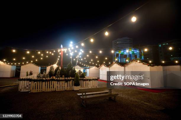 Christmas market is pictured empty at the walk 'Muelle Uno' after a mandatory closure of non essential activities, amid coronavirus pandemic. The...