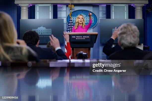 White House Press Secretary Kayleigh McEnany speaks during a press briefing at the White House on December 2, 2020 in Washington, DC. McEnany fielded...