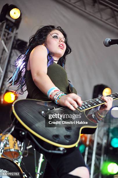 Julia Pierce of Cherri Bomb performs on stage at Lowlands Festival on August 21, 2011 in Biddinghuizen, Netherlands.