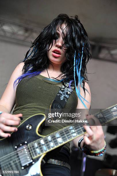 Julia Pierce of Cherri Bomb performs on stage at Lowlands Festival on August 21, 2011 in Biddinghuizen, Netherlands.