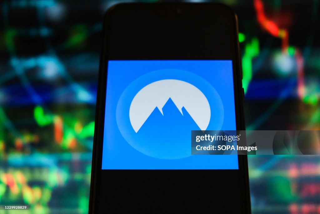 In this photo illustration a Nord VPN logo is displayed on a