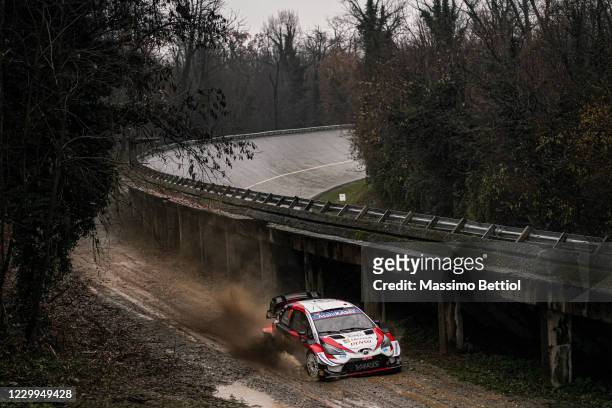 Sebastien Ogier of France and Julien Ingrassia of France compete with their Toyota Gazoo Racing WRT Toyota Yaris WRC during Day One of the FIA World...