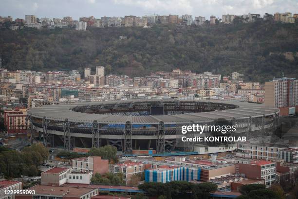 View of San Paolo Stadium in Fuorigrotta quarter, in Naples city.