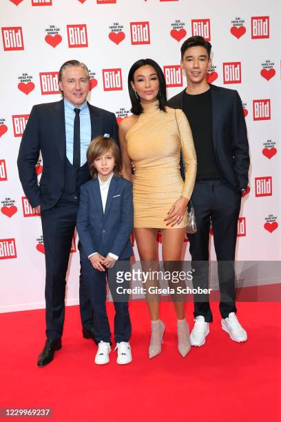 Verona Pooth and her husband Franjo Pooth and son San Diego Pooth and son Rocco Pooth during the "Ein Herz fuer Kinder" Gala at Studio Berlin...
