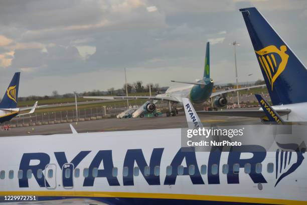 Aer Lingus and Ryanair planes seen grounded at Dublin Airport, during the coronavirus lockdown level 3. The pandemic has had a 'devastating' impact...