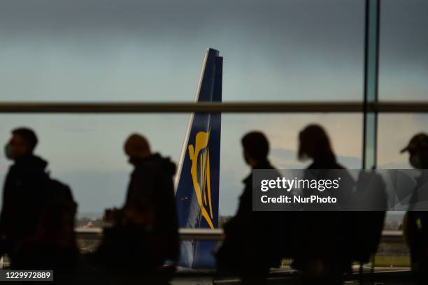 Passengers boarding a Ryanair plane to Katowice at Dublin Airport, during the coronavirus lockdown level 3. The pandemic has had a 'devastating'...