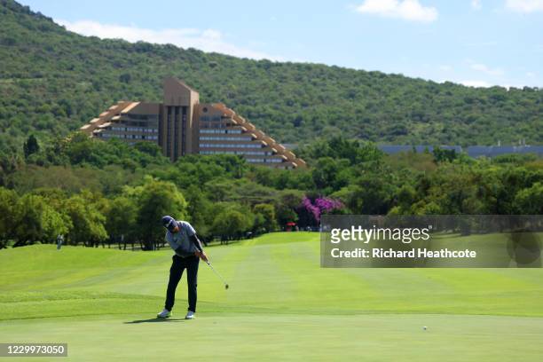 Scott Vincent of Zimbabwe putts on the 10th green during the final round of the South African Open at Gary Player CC on December 6, 2020 in Sun City,...
