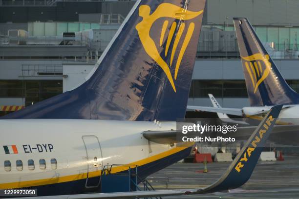 Ryanair planes seen grounded at Dublin Airport, during the coronavirus lockdown level 3. The pandemic has had a 'devastating' impact on the operator...