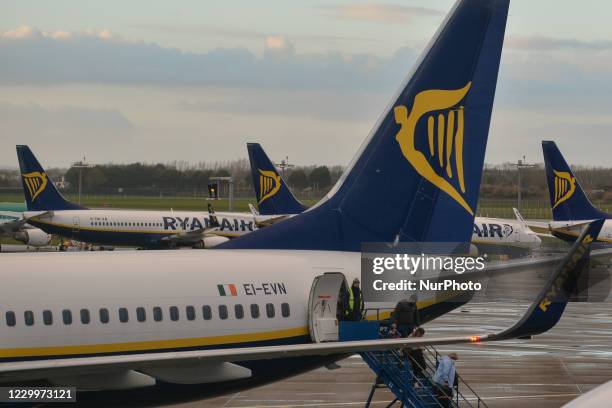 Ryanair planes seen grounded at Dublin Airport, during the coronavirus lockdown level 3. The pandemic has had a 'devastating' impact on the operator...