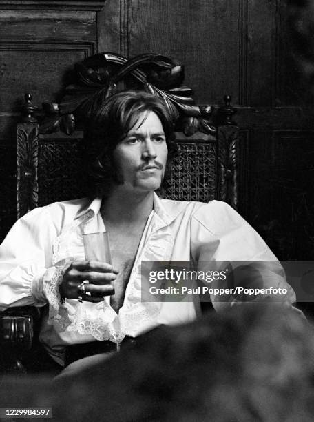 Barry Gibb of The Bee Gees playing Prince Frederick during the filming of "Cucumber Castle", a comedy film written and produced by The Bee Gees to...