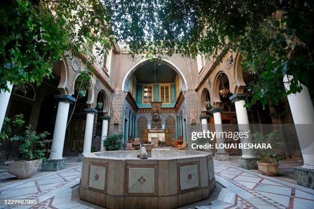 View shows the courtyard of Naasan palace, a historical landmark, in the old part of Syria's capital Damascus on November 18, 2020. - The old city of...