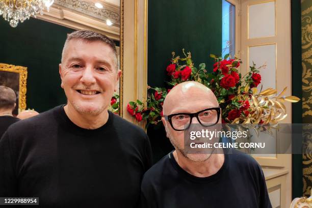 Italian fashion designers Stefano Gabbana and Domenico Dolce pose on December 2, 2020 in Milan. - The coronavirus crisis has upended the norms of the...