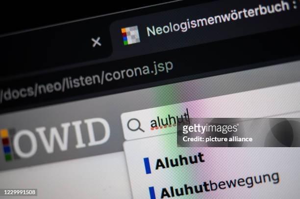 December 2020, Baden-Wuerttemberg, Stuttgart: The word "aluhut" can be found in the search field on the homepage of the Online Vocabulary Information...