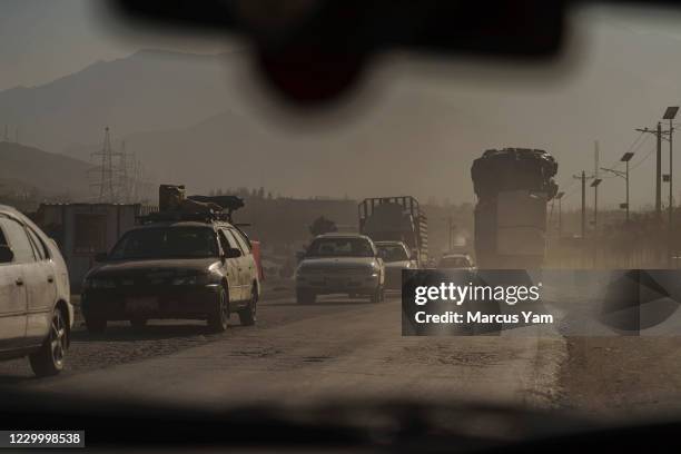 View of the dusty Kabul-Kandahar highway, on the way to Maidan Shahr, Afghanistan, on Saturday Nov. 7, 2020.