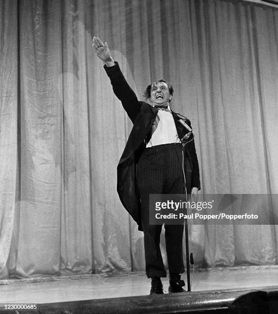 British comedian Ken Dodd on stage during the Ken Dodd show at the Liverpool Empire, circa 1966.