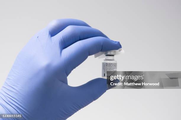 Vaccine is prepared at Cardiff and Vale Therapy Centre on December 8, 2020 in Cardiff, Wales. More than 50 hospitals across United Kingdom were...